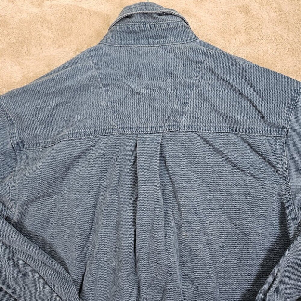 Wrangler Rugged Wear Denim Shirt Men's Size M Blue 100% Cotton Long Sleeve - Picture 9 of 10